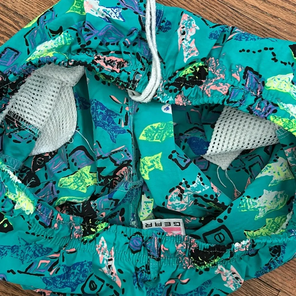 Surf Gear Vintage Trunks in Teal Multicolor Sz 36/38